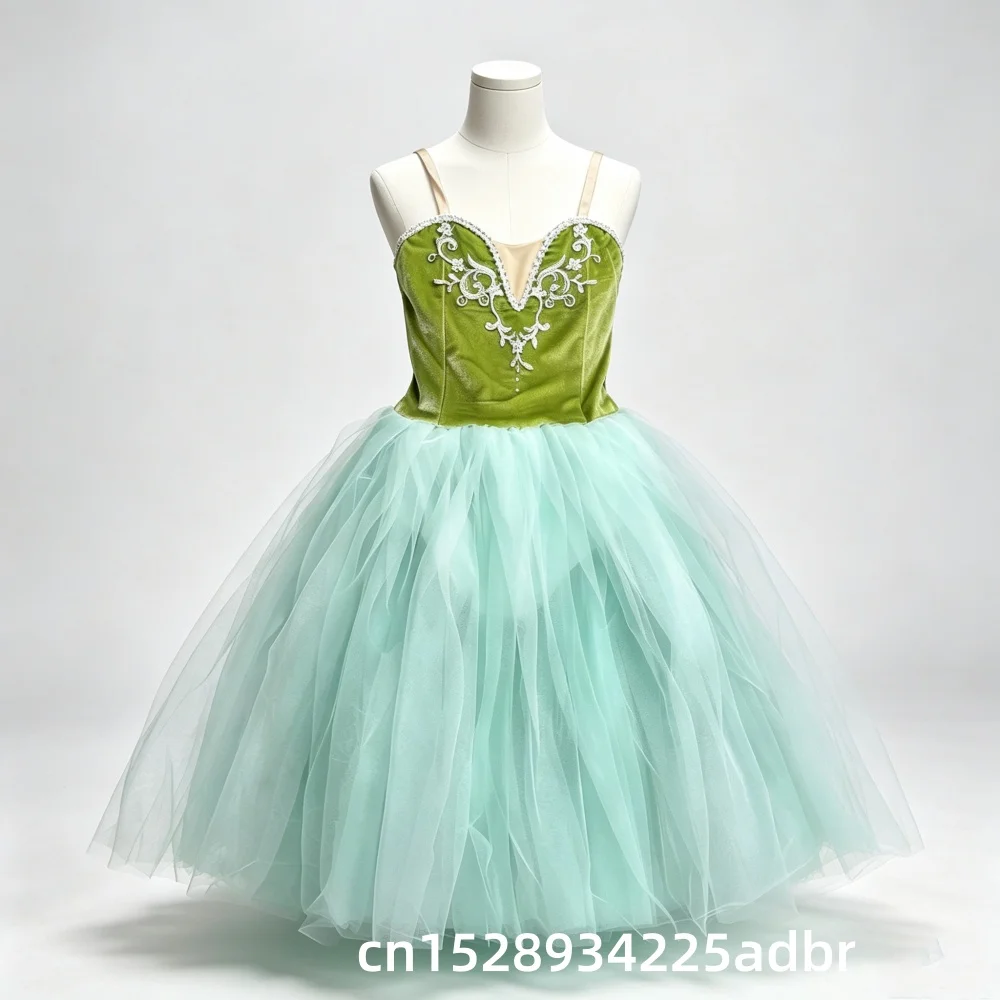 Girls Romantic Tutus A-Line Gauze Tulle Skirt Velvet Ballet Dress Children's Performance Ballet Tutu Costume Ballerina