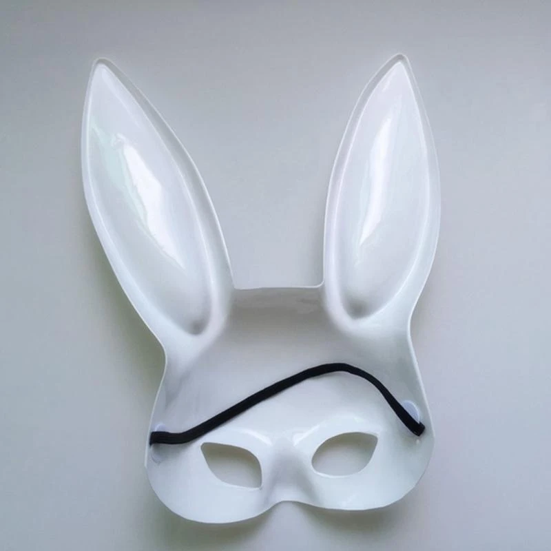 Blanc noir femmes fille Sexy lapin longues oreilles masque Halloween fête Cosplay