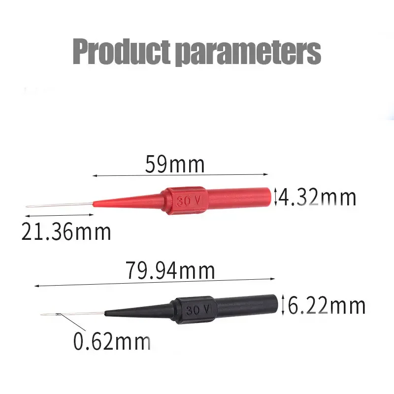 1/4Pcs Mixed Car Multimeter Test Lead Extention Back Piercing Needle Tip Probes 30V Insulation Piercing Needles with Socket