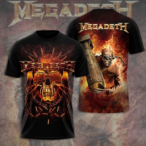 Popular Rock Band Megadeth 3D Printing Men Women T-shirt O-neck Short Sleeve Hip Hop Top Casual Streetwear Kids Tees Tops