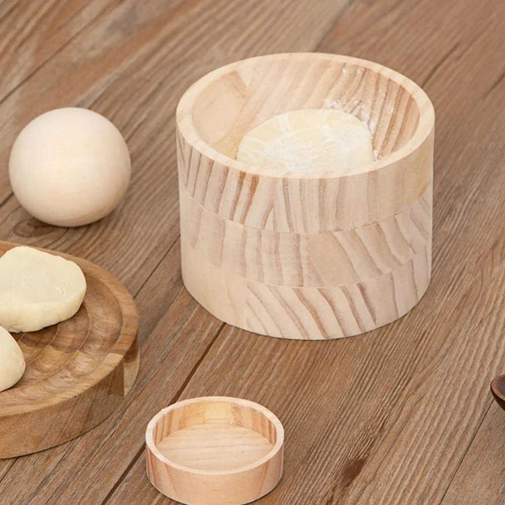 Wooden Dumpling Skin Maker Round Shaped Pastry Tool Dumpling Wrapper Skin Making Mold DIY Reusable Dough Pressing Tool