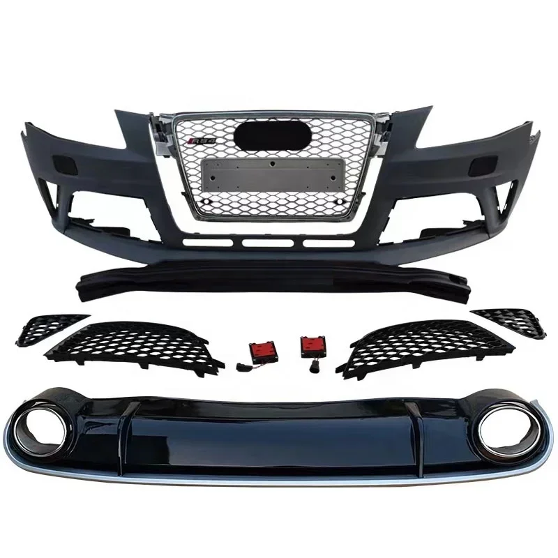 

Car Bumpers Front Bumper with Grille and Rear Lip for 2009-2016 A4L S4 Upgrade RS4 Style Complete Set Bodykit