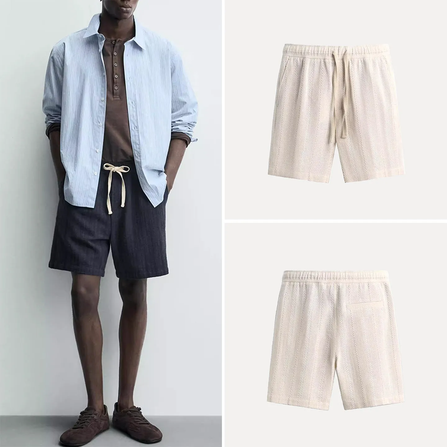 

Loose Geometric Pattern Casual Shorts for Men Spring 2026 New Style Cabinet 329 No Brand Registered Trademark All Seasons