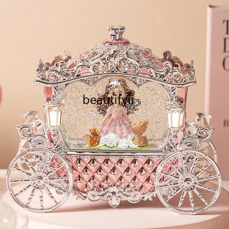 Pumpkin carriage crystal ball music box girl little girl children birthday gift