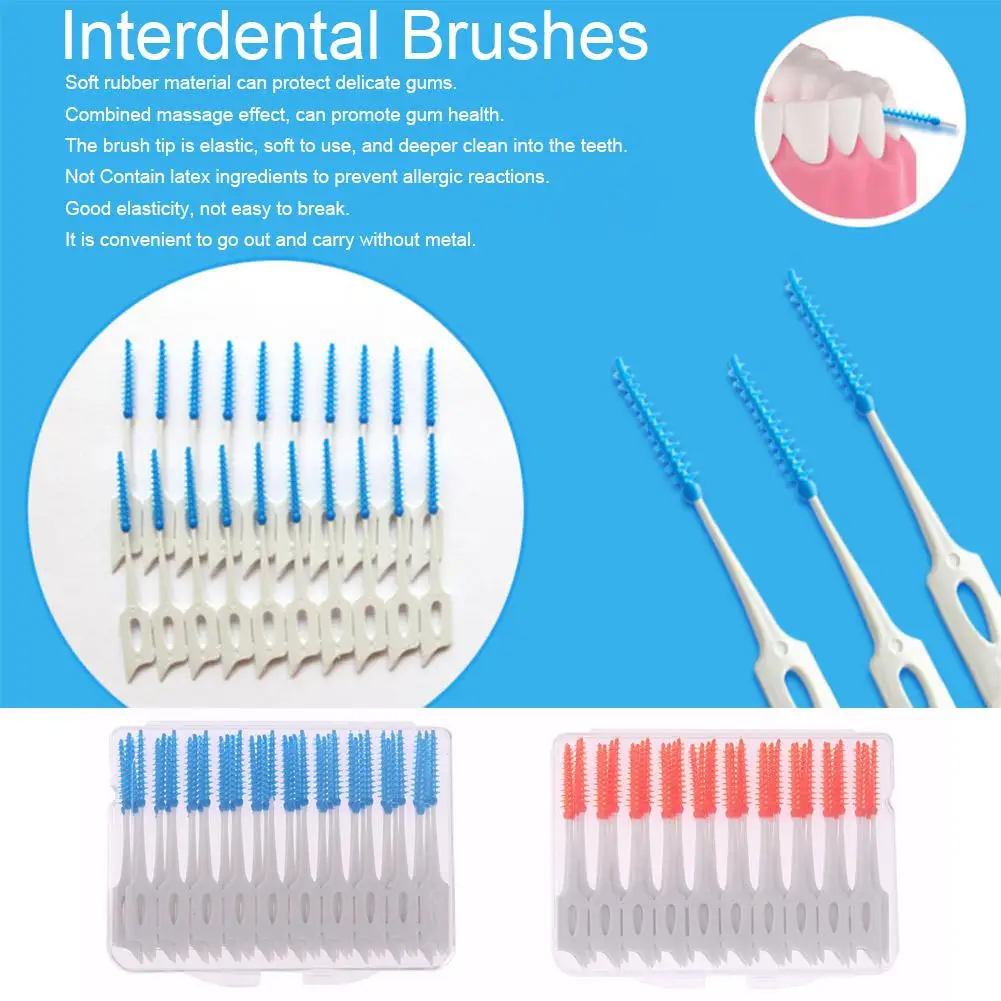 40pcs Interdental Between Teeth Floss Brush Elastic Massage Gum Toothpick