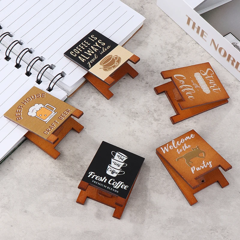دمية مصغرة محاكاة خشبية مخبز مقهى لافتة نموذج DIY الملحقات