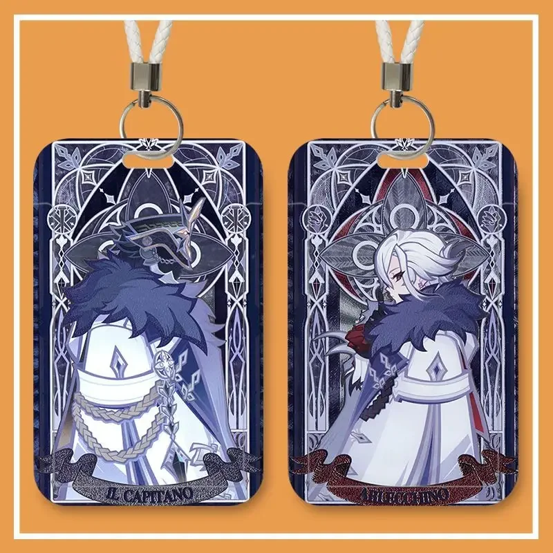 Porte-cartes rétractable Genshin Impact Fatui Harbingers Doctor, étui de protection pour cartes d'identité, badges nominatifs et cartes de visite