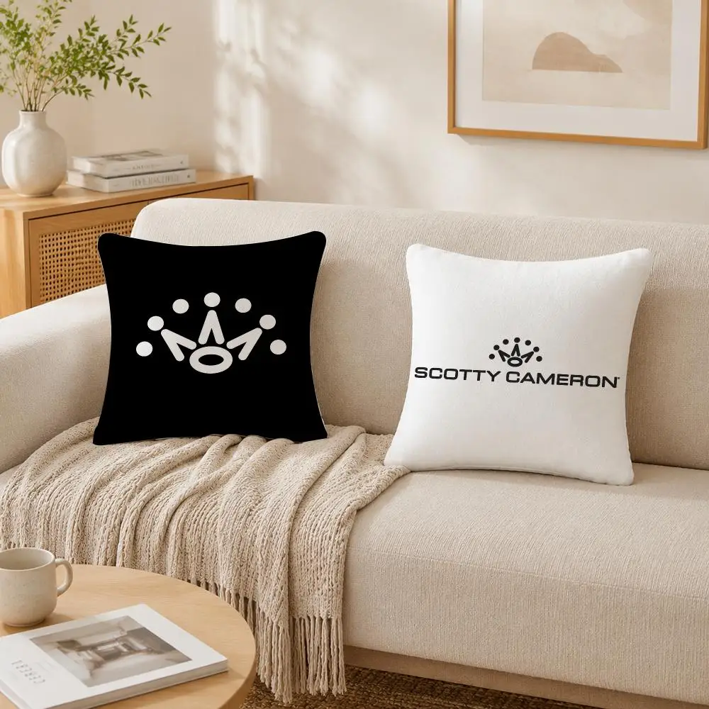 S-Scotty C-Cameron Golf Logo Cushion Cover Plush Decorative Pillow Case With Hidden Zipper Cutecore Room Decor For Home