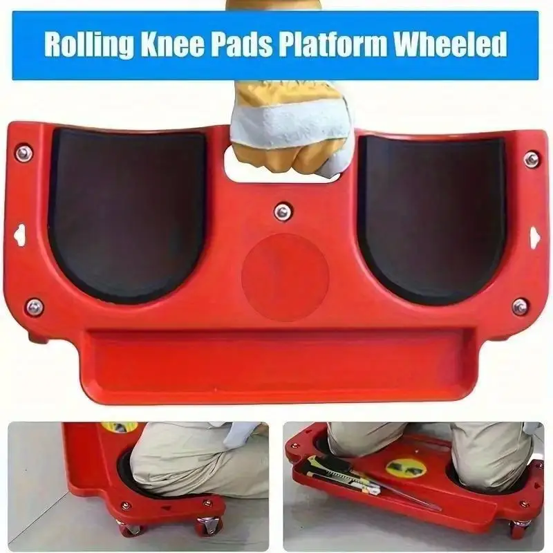 Rolling Knee Creeper Protection Pad with Wheels Tool Tray Holder Rolling Wheel Knee Cushion with Five Swivel Casters Knee Brace