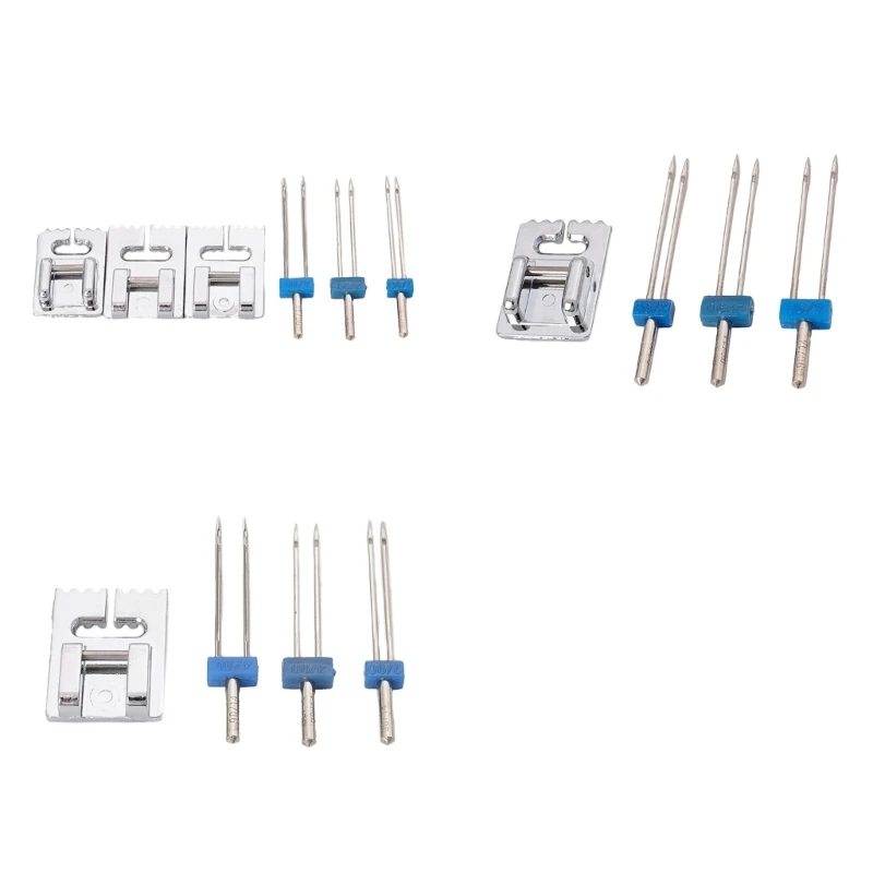 Sewing Machine Double Needle for Decorative Seams and Pintucks 2/90 3/90 4/90 Twin Needle and Presser Foot Set A0KF