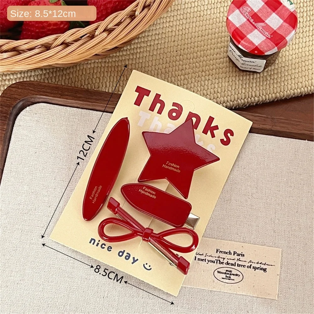 New Bowknot Hairpin Red Star Headwear Hair Styling Tool Gift