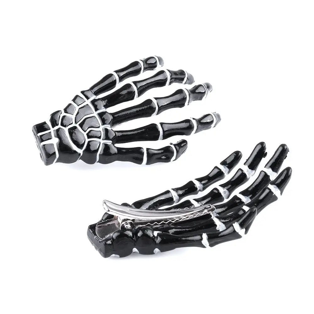 2PCS ของขวัญการออกแบบสร้างสรรค์อุปกรณ์เสริมผม Ghost Skeleton ฮาโลวีนคลิปผม Hand Bone Claw Hairpin