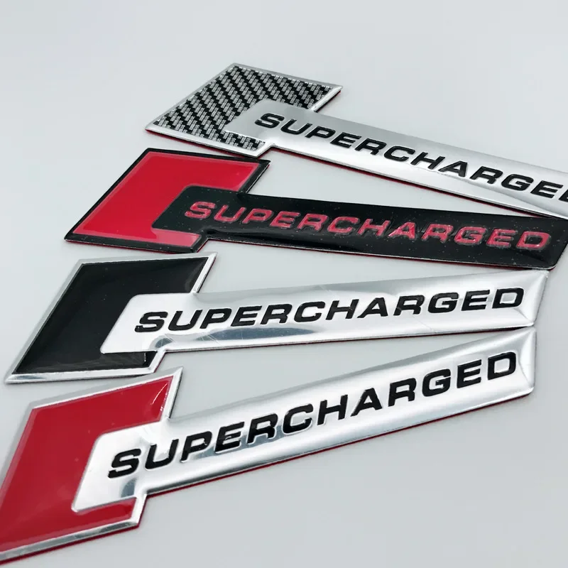 Letras de aluminio 3D Supercharged Fender Rear Trunk Emblem Badge Stickers para Land Rover Range Rover VW Audi A3 A4 A5 A6 Q3 Q5 Q7