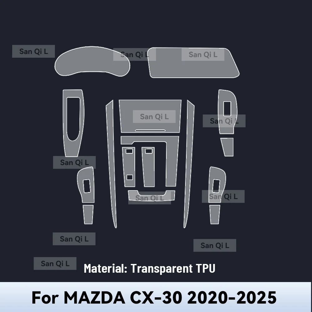 Transparent TPU For MAZDA CX-30 2020-2025 Car Center Console Media Dashboard Navigation Anti-scratch Protector Interior Film