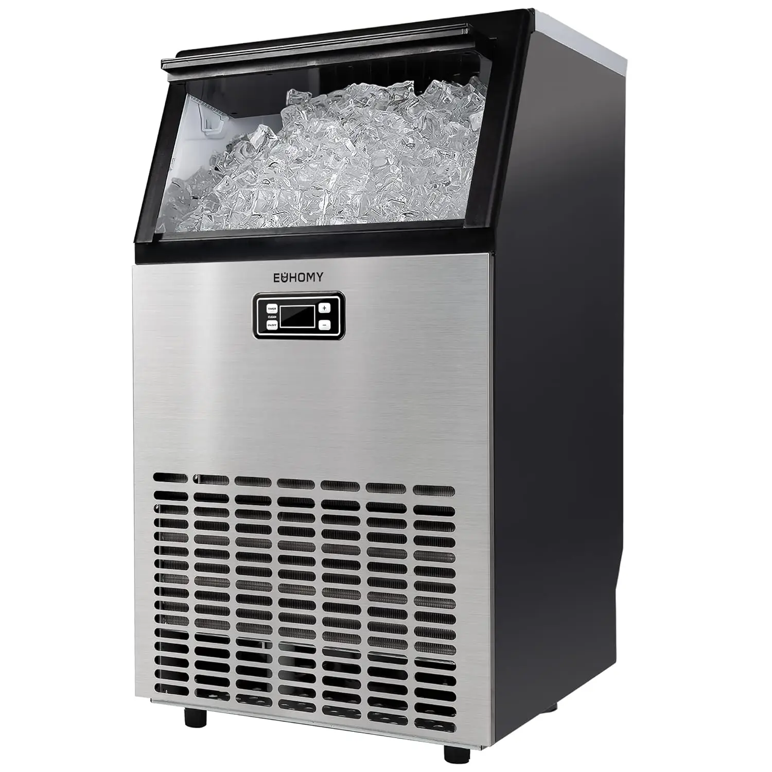 

EUHOMY Commercial Ice Maker Machine - 99lbs Daily Production, 33lbs Ice Storage, Stainless Steel Freestanding & Under Counter