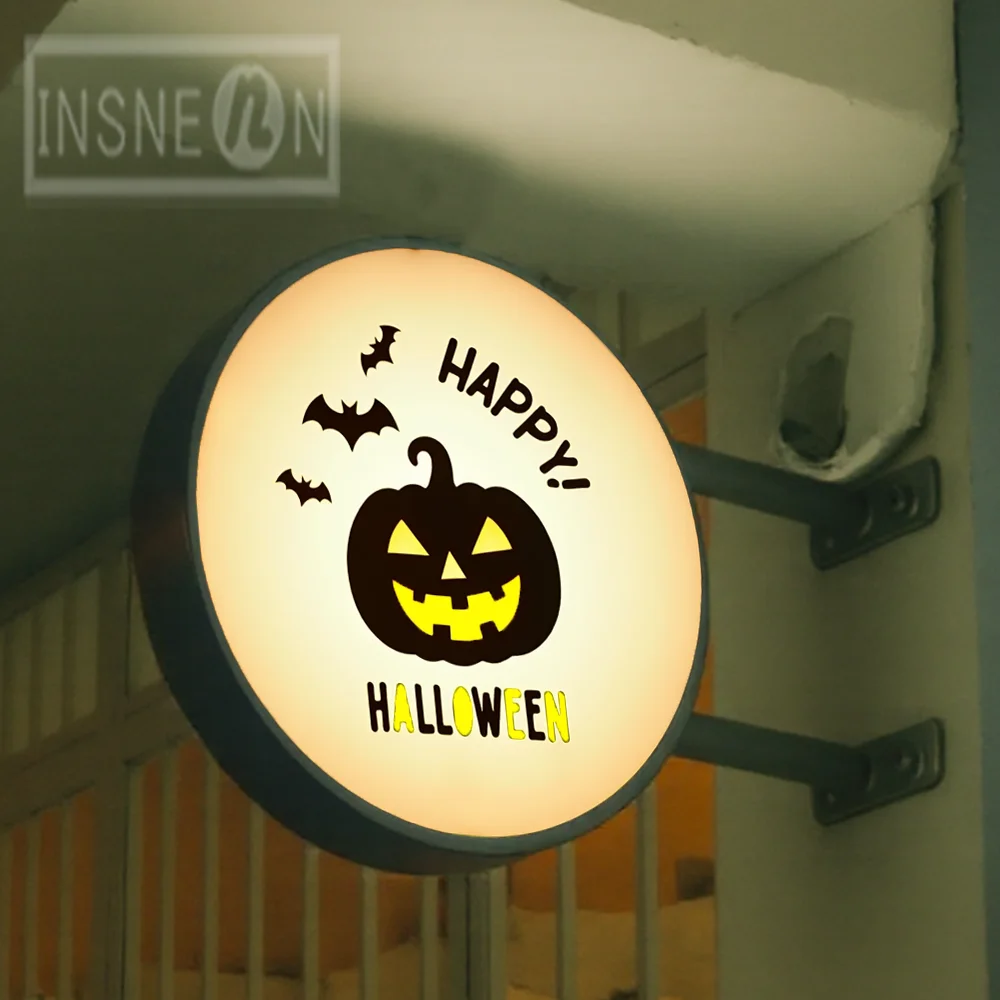 Custom Halloween Light Box for Storefront Acrylic LED  Waterproof Double Sided Outdoor Business Signage Wall Mounted