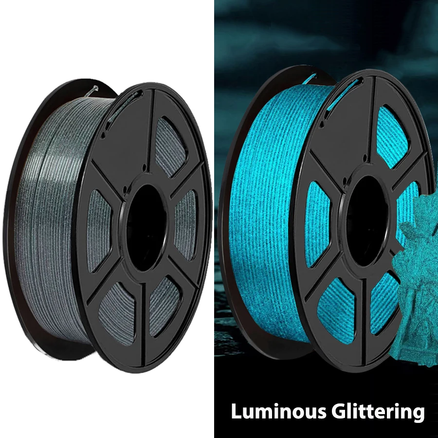 

250g 500g 1Kg Luminous Crystal Blue 3D Printer Filament Sparkle Shining 1.75mm Noctilucent blue Shiny PLA 3D Printing Glittering