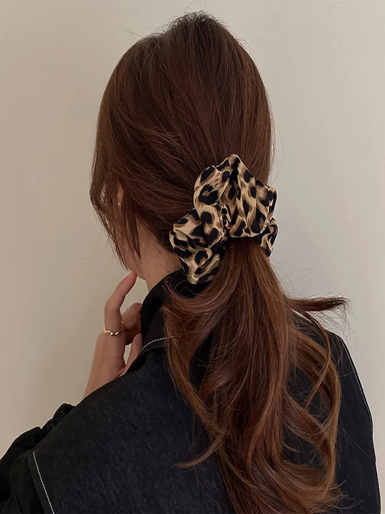 1 PC Korean Leopard Elastic Hair Bands Simple Vintage Hair Rope Ties Large Headwear Girls Women Hair Accessories