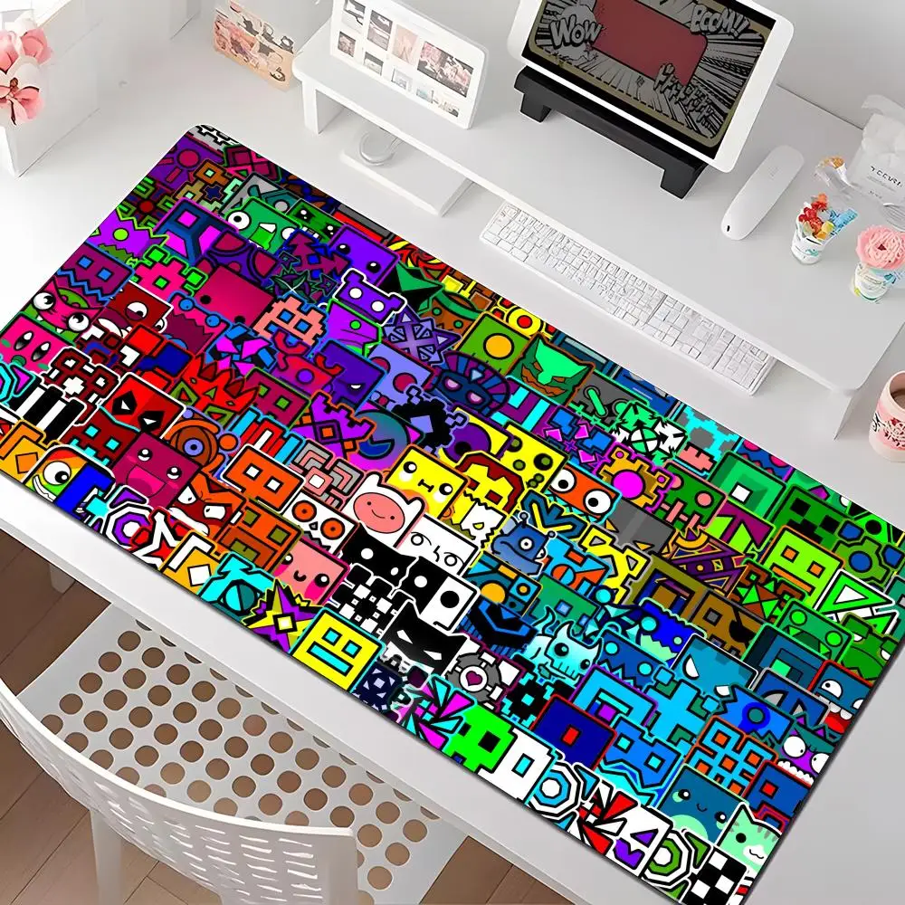 

Коврик для мыши Happy Cartoon Geometry Dash, несколько размеров, большой квадратный, для компьютера, офиса, игр, резиновый, противоскользящий