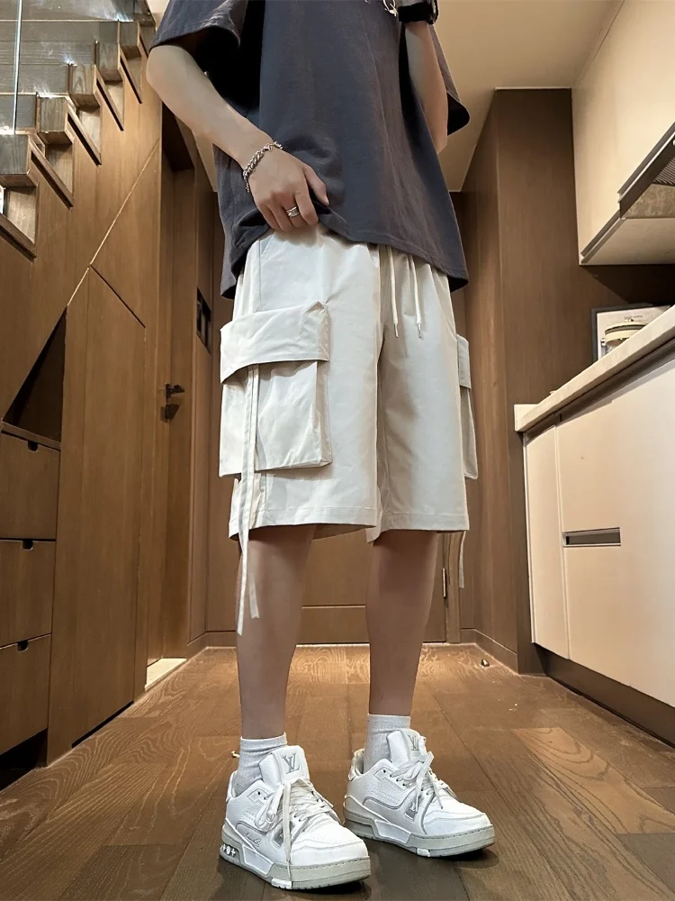 

American Sle Workwear ort Pants Men's Summer Casual Set Teenage Trend Loose Five-Part Thin Pants Two-Piece Set