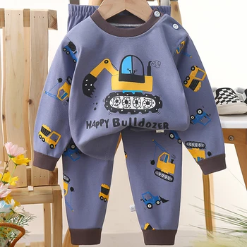 용수철 유아 소년 의류 세트, 여아 의상, 한국 만화, 귀여운 긴팔 아기 상의 및 바지, 부티크 키즈 의류, BC1718, 2 피스