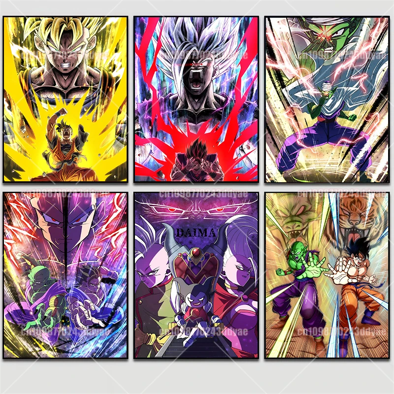

Kids Gift Classic Anime Dragon Ball Goku Vegeta Cool Battle Poster Wall Art Suitable for Bar Game Room Decoration Oil Painting