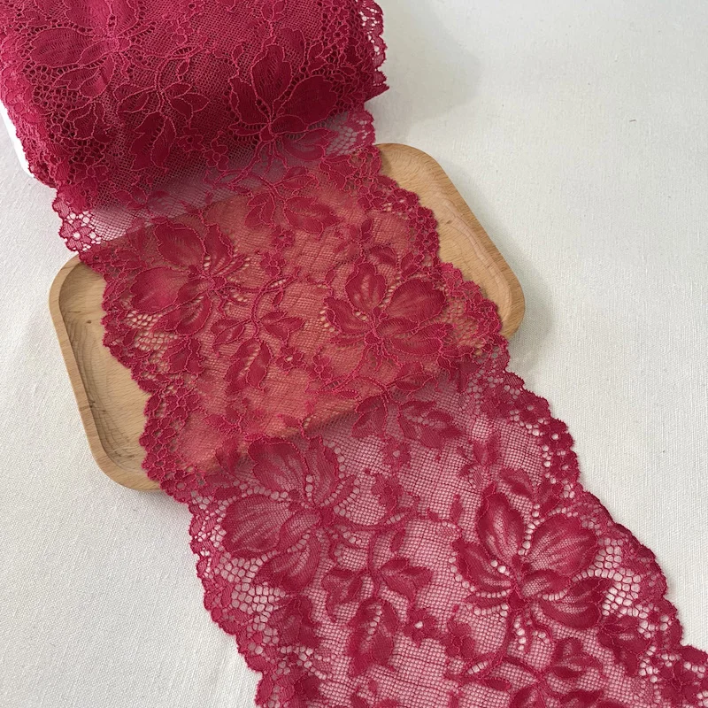 2Yards 16cm Width Japan High-end Red Elastic Lace Trim Sewing Craft DIY Stretch Lac Fabric for Lingerie Bra Clothes YLHB343