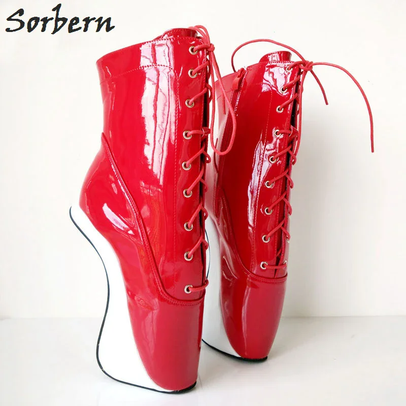 

Sorbern Fetish Ballet Boots For Women Heelless 18Cm High Heels Lace Up Booties Ankle High Custom Colors