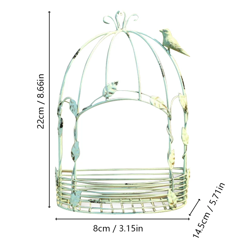 Metal Bird Cage Wall Hanging Flower Pot, Vintage, País