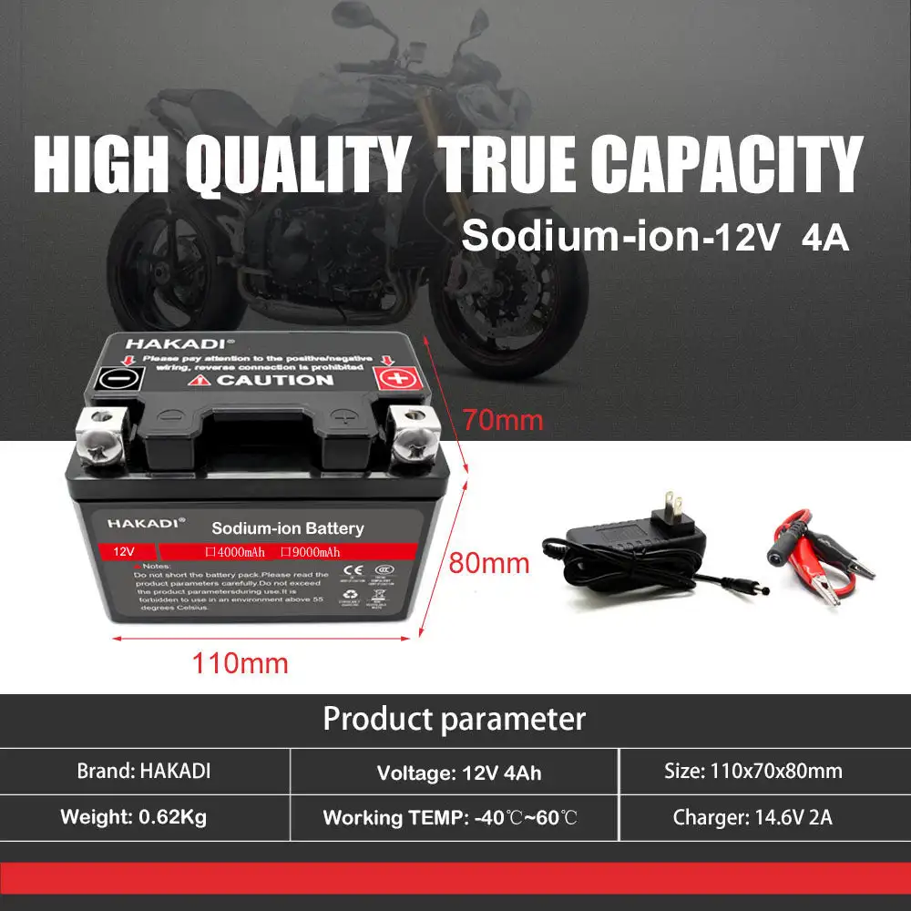 Sodium ion 12V 4Ah Motorcycles Starting Battery SIB Powerful Deep Cycles