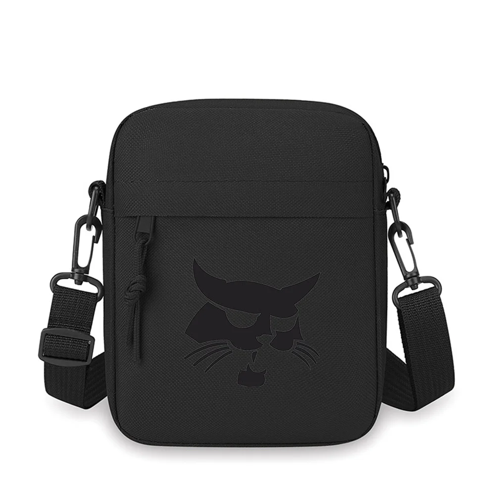 Bobcat angry wild cat face silhouette Men Crossbody Bag Single Shoulder Women Cartoon Anime Film Printing Design Unisex
