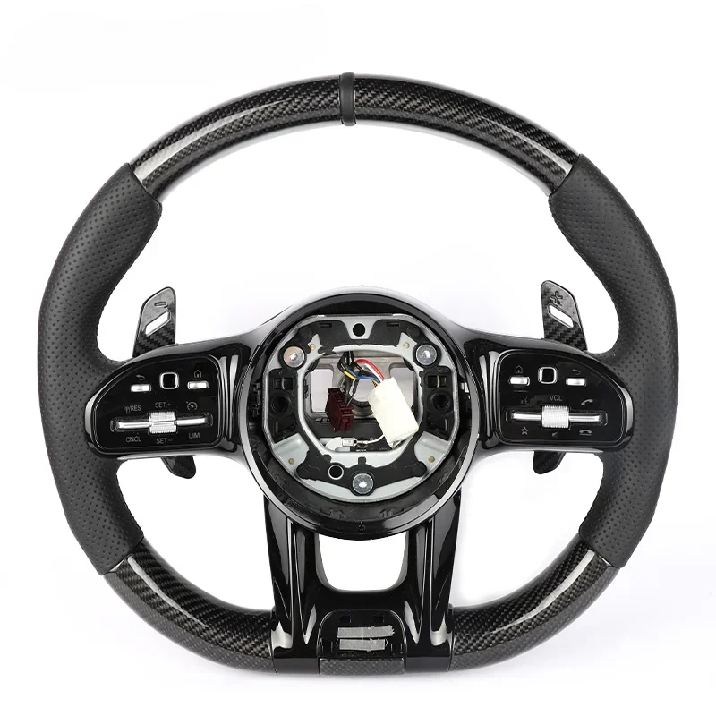 

for Mercedes Benzs GTR GT C63 A45 S63 S65 G500 G63 E63 GLE63 GLC63 W205 W222 W213 LED Carbon Fiber Steering Wheel