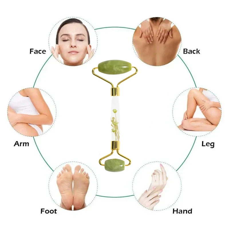 Natürliches Anti-Falten-Anti-Aging-Jade-Roller-Massage gerät für Gesichts schönheit Gesichts lift Massage Roller Guasha Board Hautpflege-Tools