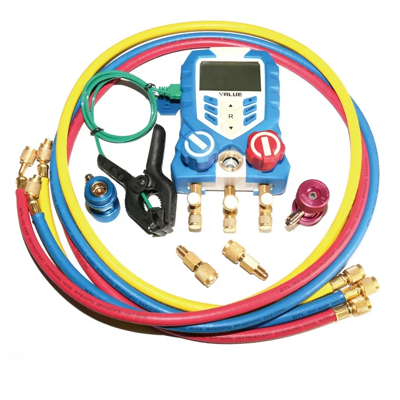 VDG-1 مسبار استشعار درجة حرارة التبخر مع قيمة درجة حرارة التكثيف مقياس مشعب التبريد الرقمي #4