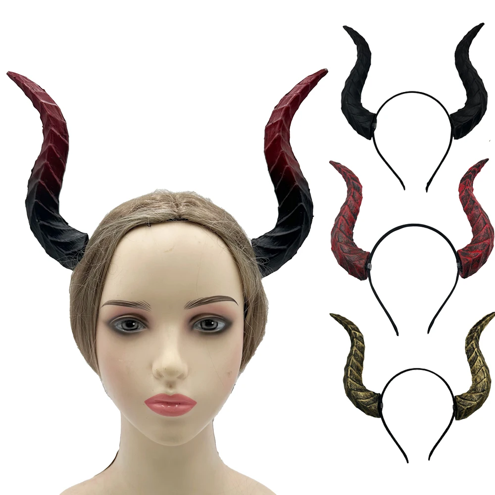 Devil's Horn Headpiece Coplay Animal Sheep Cow Demon Horn Headwear Halloween Carnival Party Headband Costume Props