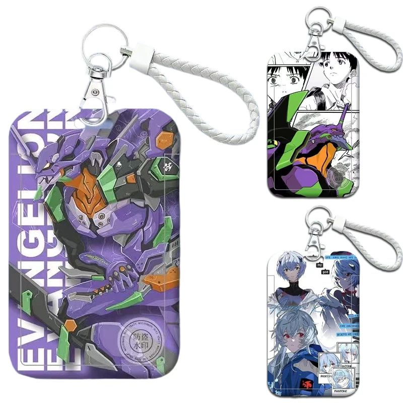 Funda para tarjetas EVANGELION, dibujos animados de Anime Ayanami Rei, tarjetero para estudiantes, tarjetero para el Campus, acceso a puerta escolar, carcasa para tarjetas de comida, funda para tarjetas de trabajador