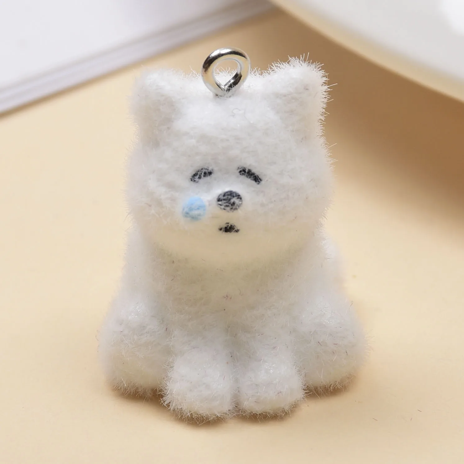 30pcs cute Little Bear Charms 3D Flocked resin animal Pendant for Necklace Keyrings DIY Crafts Jewelry Make Material