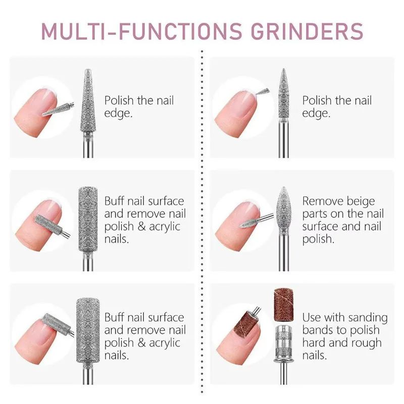 ماكينة حفر الأظافر قابلة للشحن طلاء الأظافر ساندر طحن الأظافر المهنية مانيكير مجموعات ملف الأظافر الأظافر اكسسوارات 20000 دورة في الدقيقة