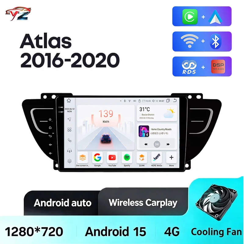2 DIN Android Car Radio For Geely Emgrand X7 Sport Atlas NL-3 2016 Android 15 CarPlay Android Auto Carplay 4G WIFI GPS Head Unit