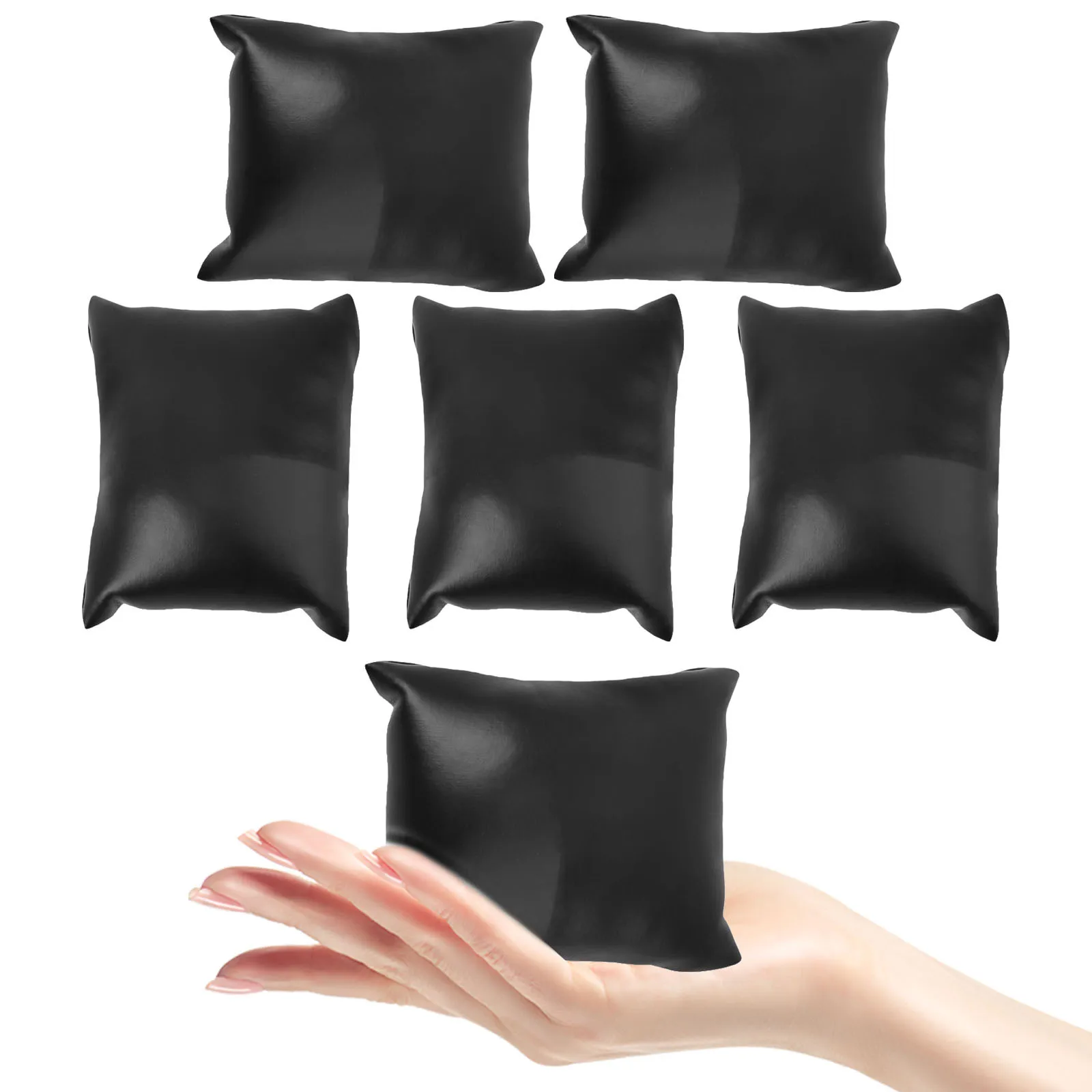 

6Pcs Watch Pillow PU Black Bracelet Jewelry Display Holder Cushions Organizer Watch Pillow Jewelry Displays Holder