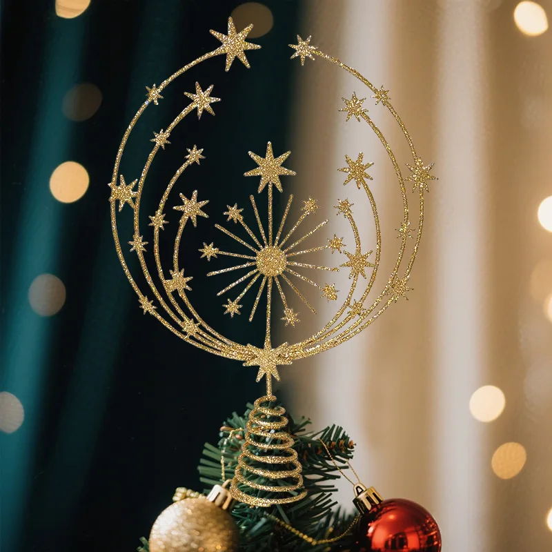 

New Iron Christmas Tree Top Star Decoration Ornament Christmas Scene Arrangement Christmas Tree Decoration Tree Top Star