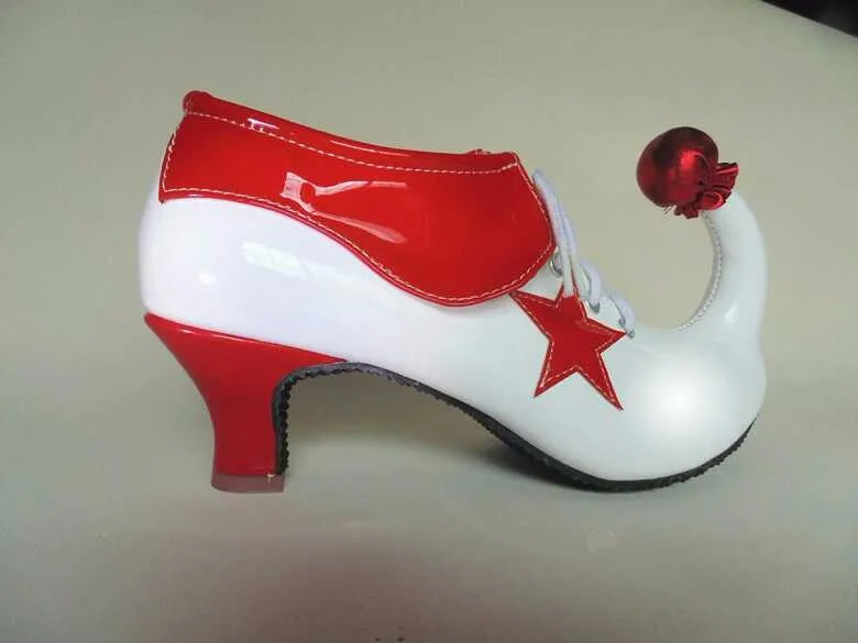 Halloween Dames Hoge Hak Puntige Rode Clown Schoenen Grappige Schoenen Maskerade Partij Stage Performance Cosplay Schoenaccessoires 2025