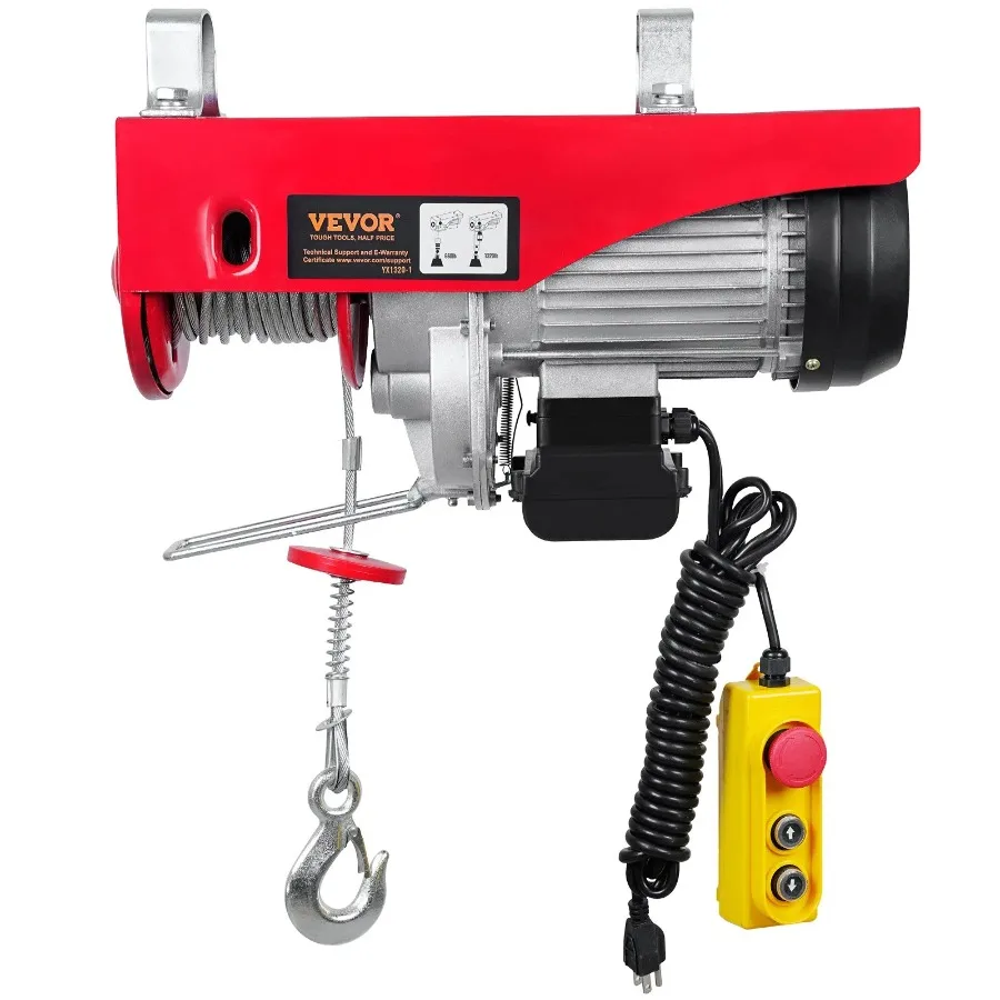 Electric Hoist 1320 lbs Lifting Capacity 1150W 110V Electric Steel Wire Winch with 14ft Wired Remote Control 40ft Single Cable