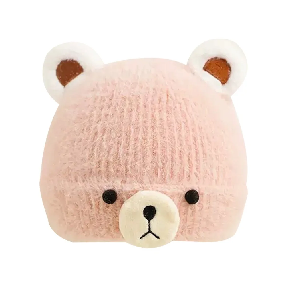

Fashion Soft Winter Warm Hats Windproof Korean Plush Bonnet Caps Ear Protection Solid Color Skullies Cap Infant Girls
