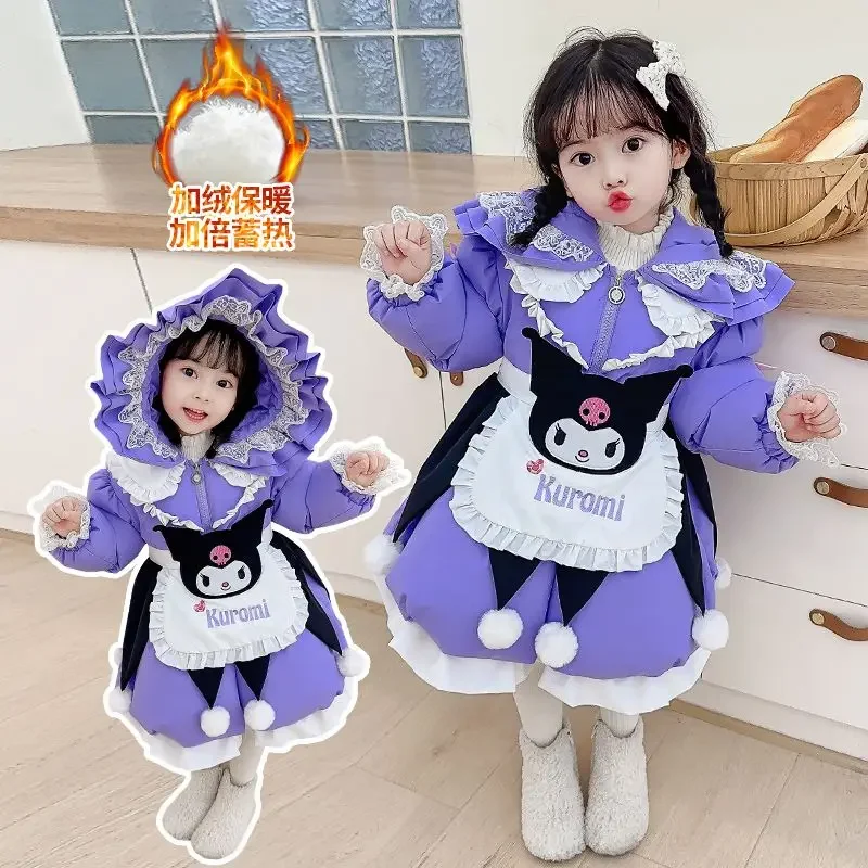 Sweet Anime Kawaii Sanrio Ins Fashion Kuromi Thickened Jacket Cute Cartoon Ins Warm Coat Clothing Lovely Gifts for Kids