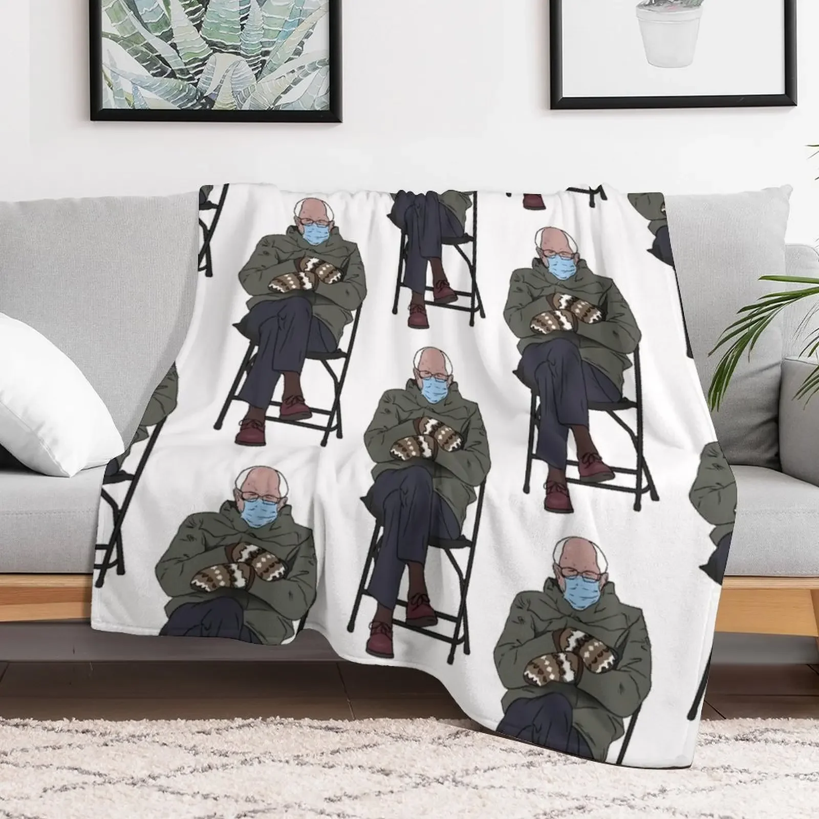 Bernie Mitten Throw Blanket Compact Warm Blanket for Car Road Trip