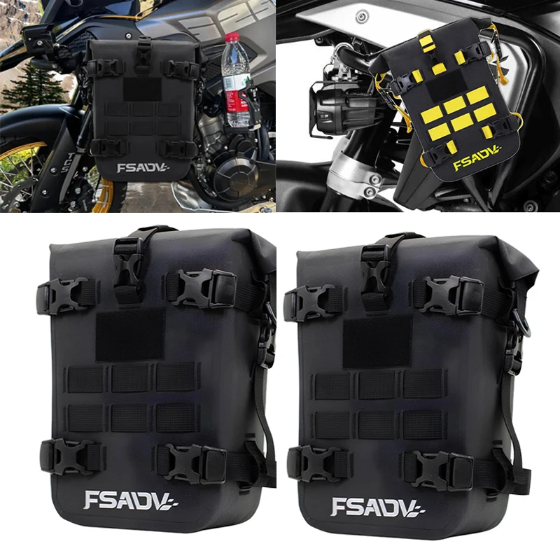 1/2PC Motorcycle Bumper Bag Waterproof With Inner Support Board Frame Crash Bar Pack Outdoor Riding Tool Placement Bag