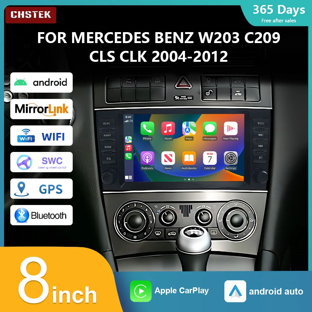 

CHSTEK Car Radio Carplay Wireless Android Qualcomm Android 13 for Mercedes Benz C Class W203 CLS CLK W209 2004-2012 Player WIFI