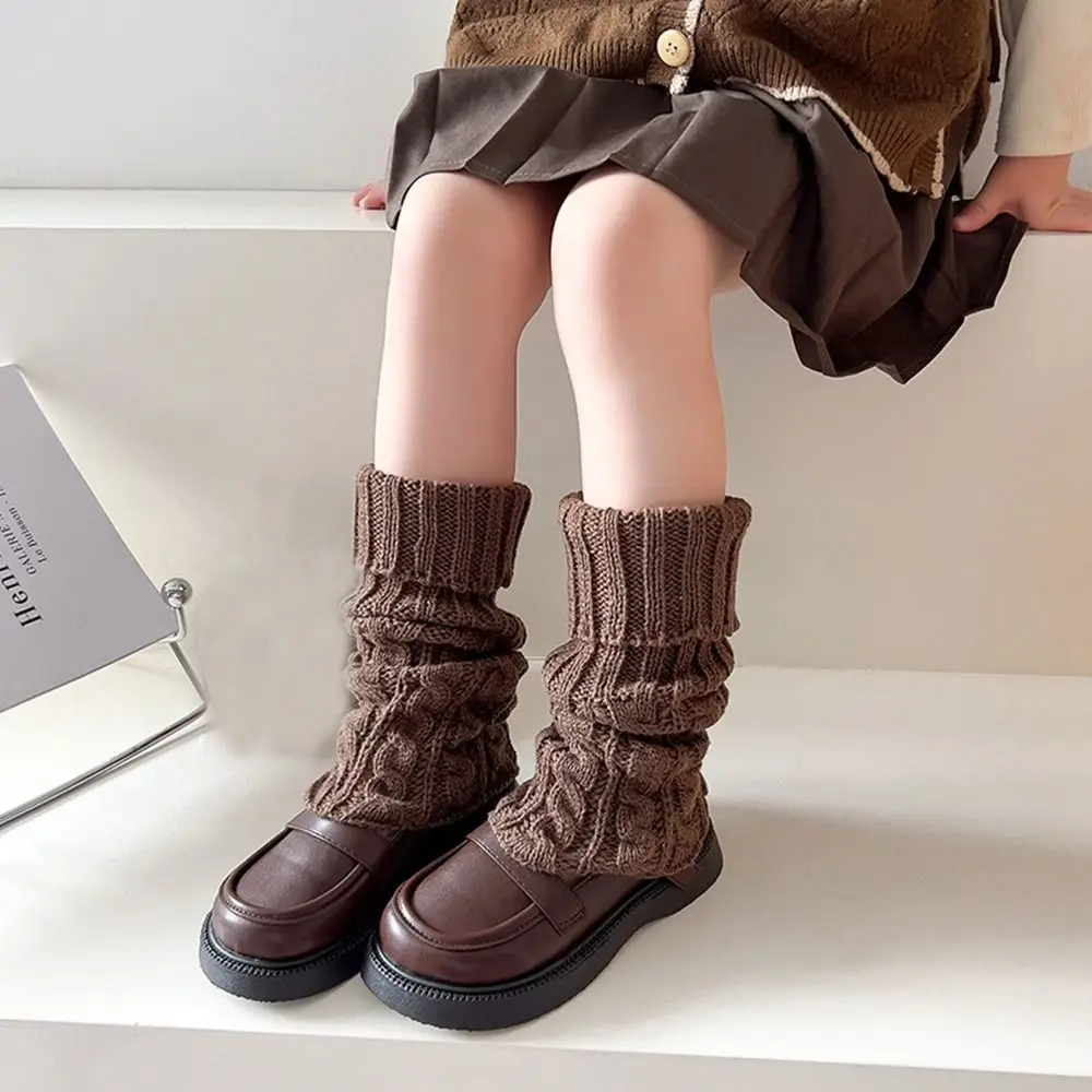 

Sweet Japanese Style Children's Twist Leg Warmers JK Balletcore Knitted Leg Cover Woolen Harajuku Leg Socks Autumn/Winter
