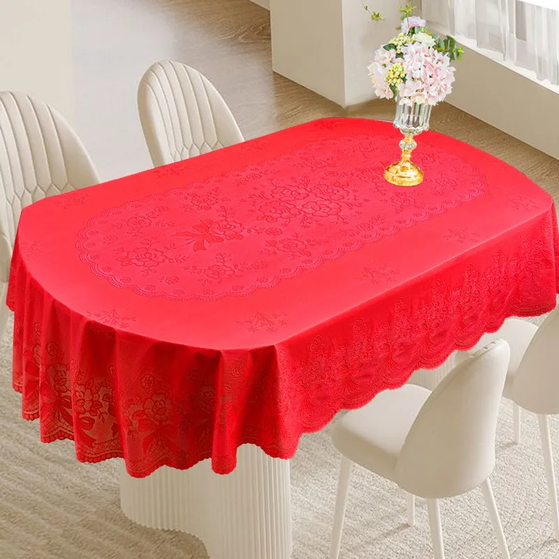 European Oval Dining Table Cloth Waterproof Oil Resistant Heat-resistant PVC Tablecloth No Wash Home Use Hotel Tablecloth ZF573